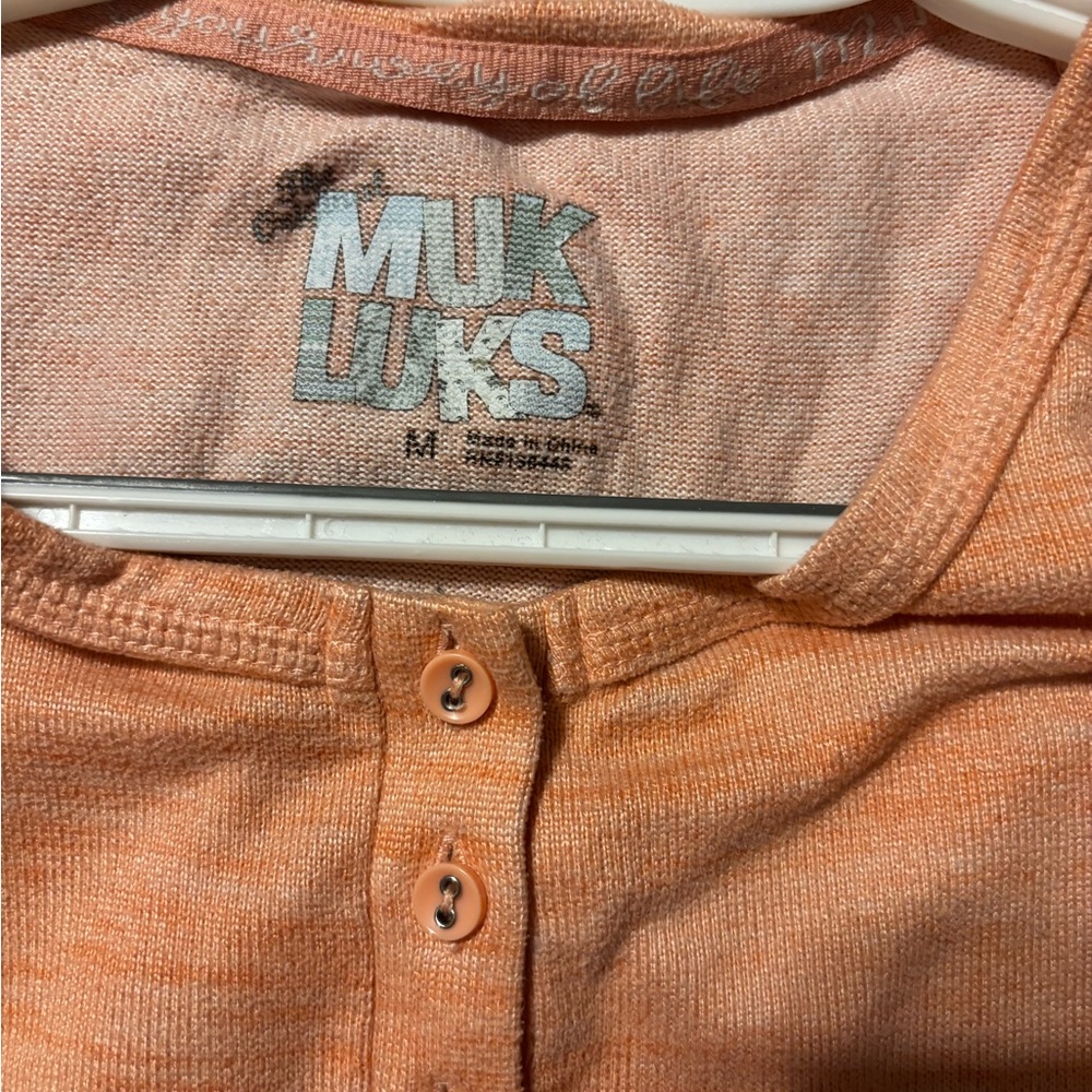 Muk Luks Peach Button-Front Knit Top